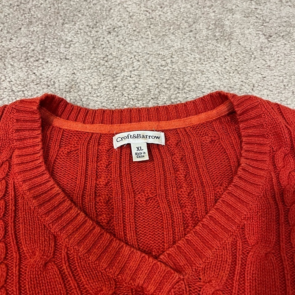 Croft & Barrow V-neck Cable Knit Sweater - Picture 3 of 5